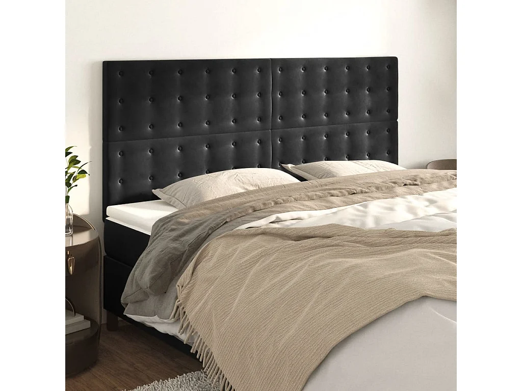 Têtes de lit 4 pcs Noir 80x5x78/88 cm Velours POI63383 BonneVie Meuble