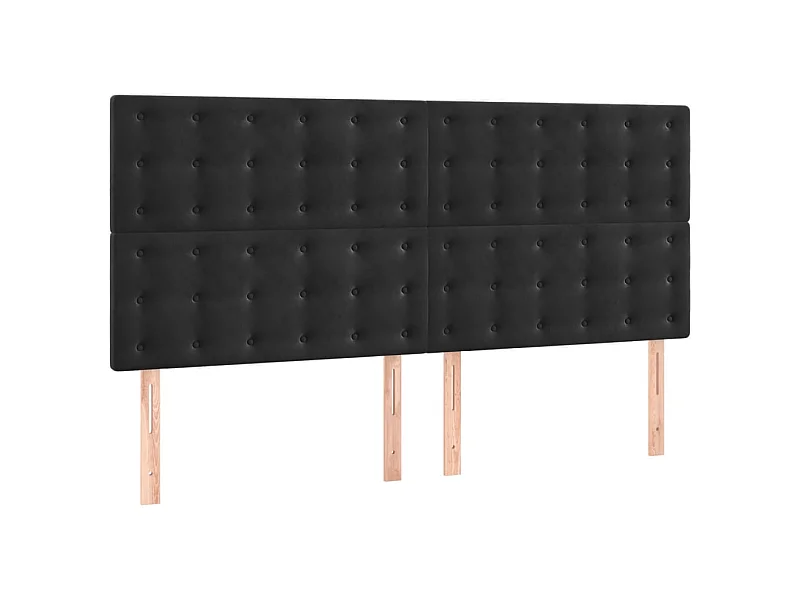 Cabeceros 4 unidades de terciopelo negro 80x5x78/88 cm ES14381