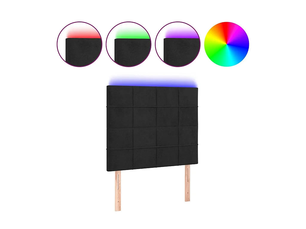 Tête de lit à LED Noir 90x5x118/128 cm Velours POI96671 BonneVie Meuble