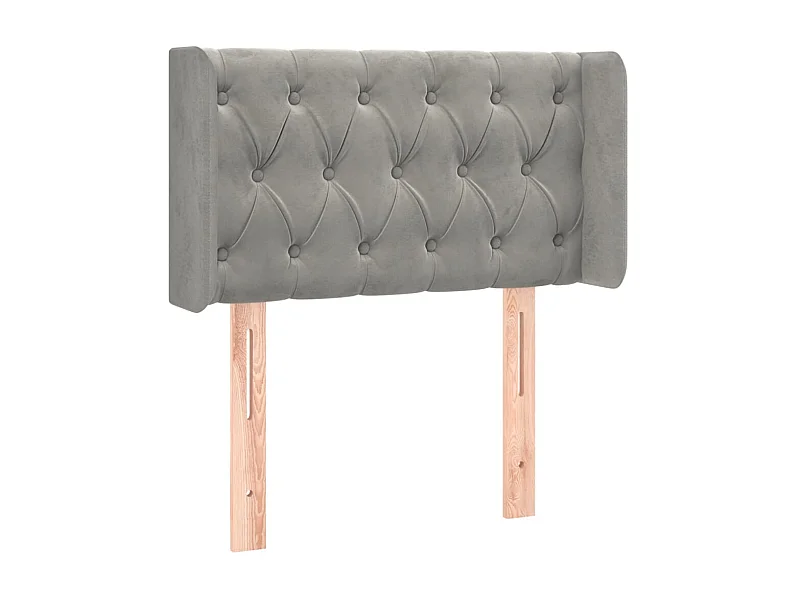 Cabeceira de cama c/ abas veludo 83x16x78/88 cm cinzento-claro PT365134