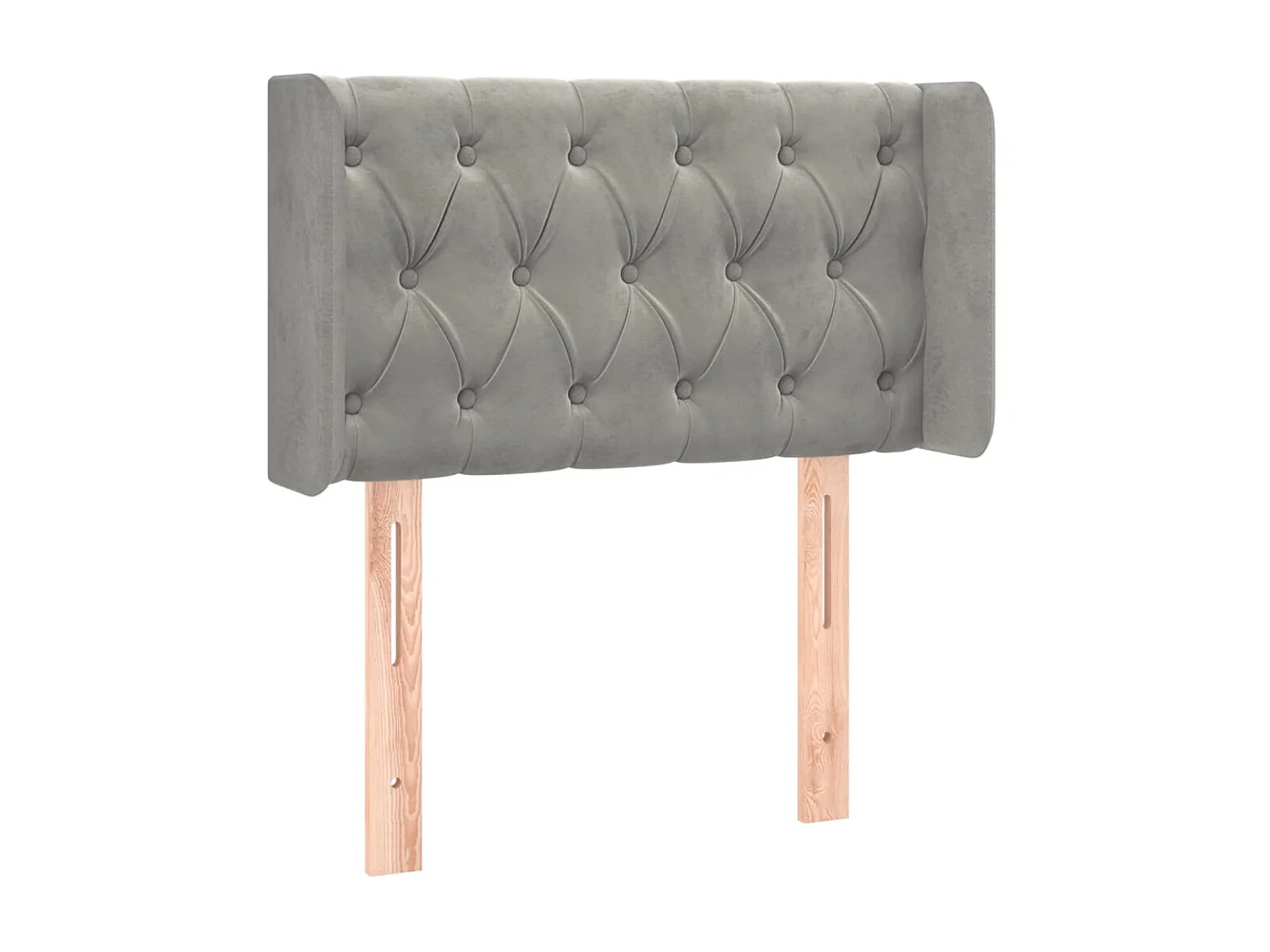 Cabeceira de cama c/ abas veludo 83x16x78/88 cm cinzento-claro PT365134