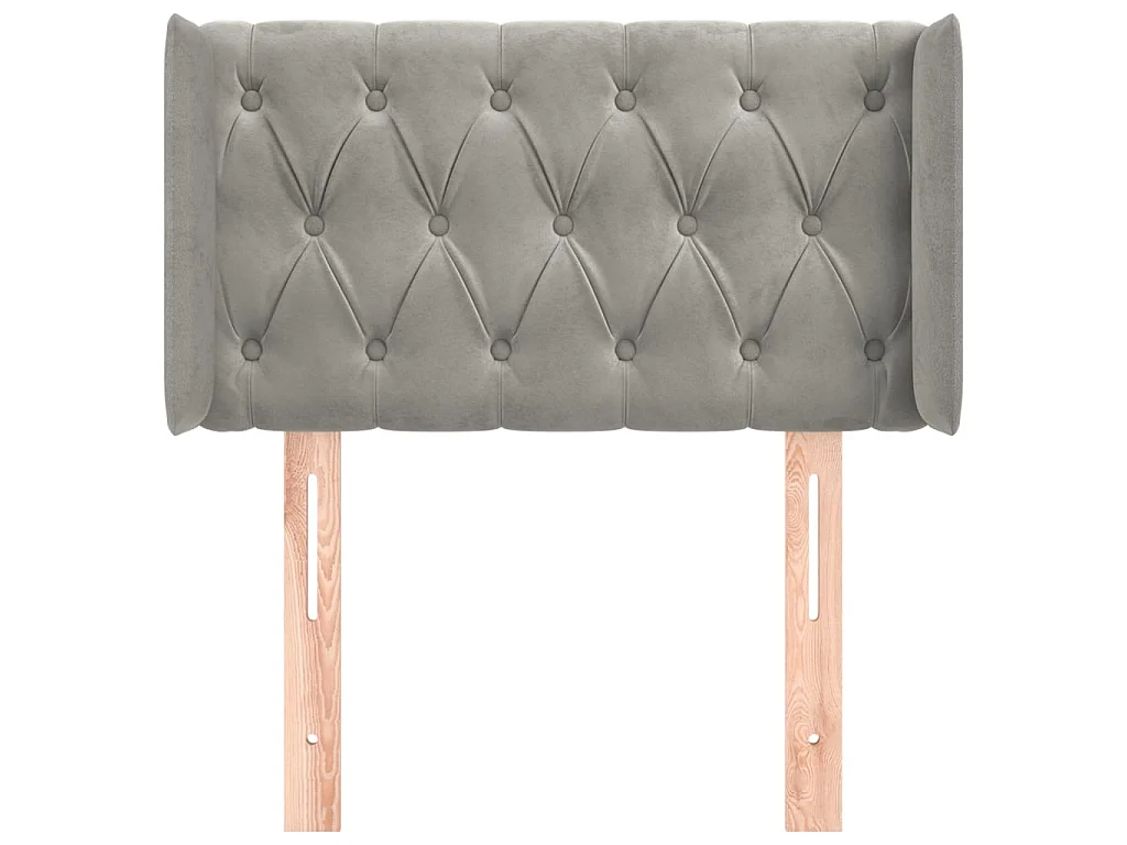 Cabeceira de cama c/ abas veludo 83x16x78/88 cm cinzento-claro PT365134