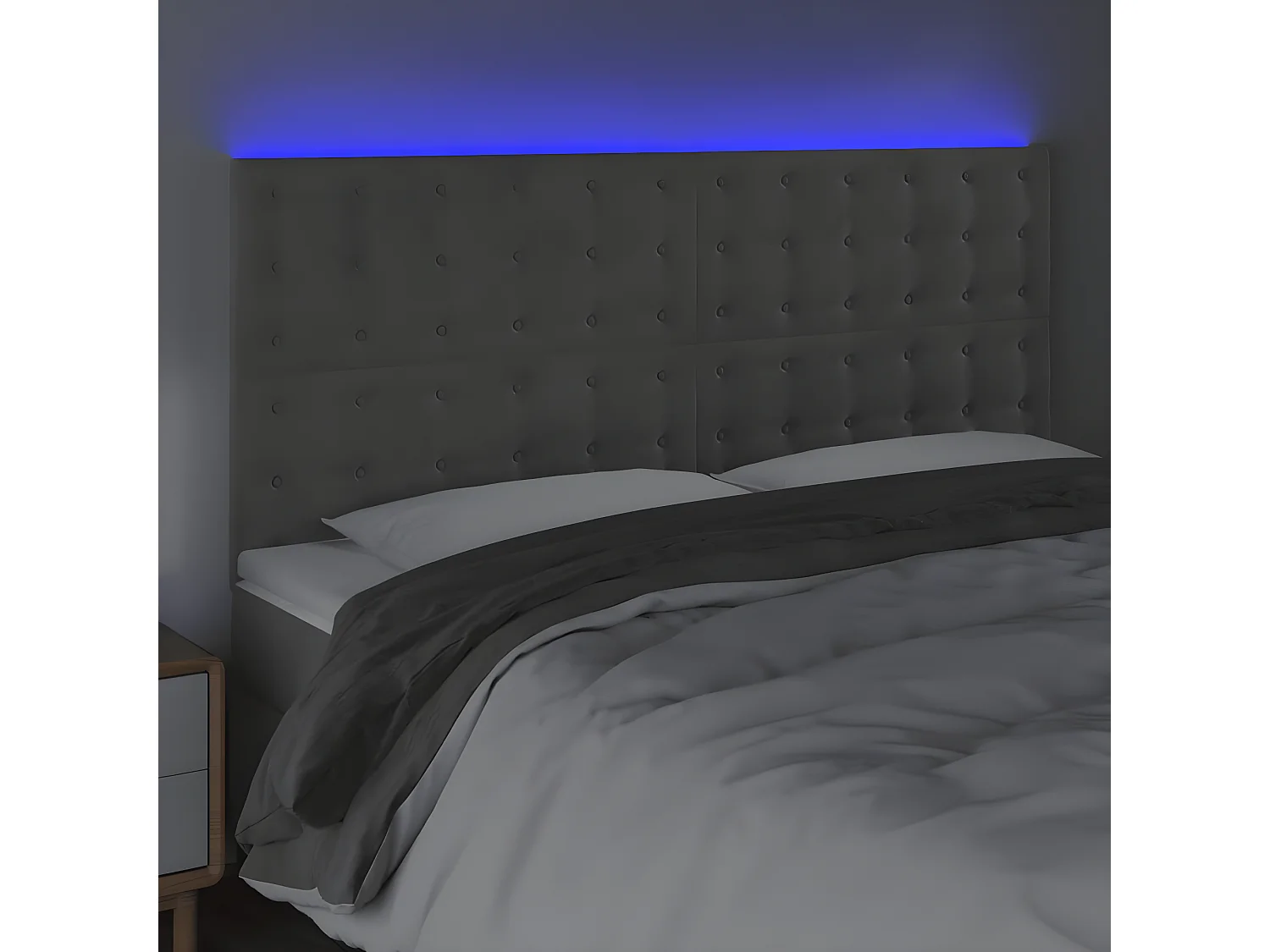 Tête de lit à LED Gris clair 180x5x118,128 cm Velours LKC94194 BonneVie Meuble