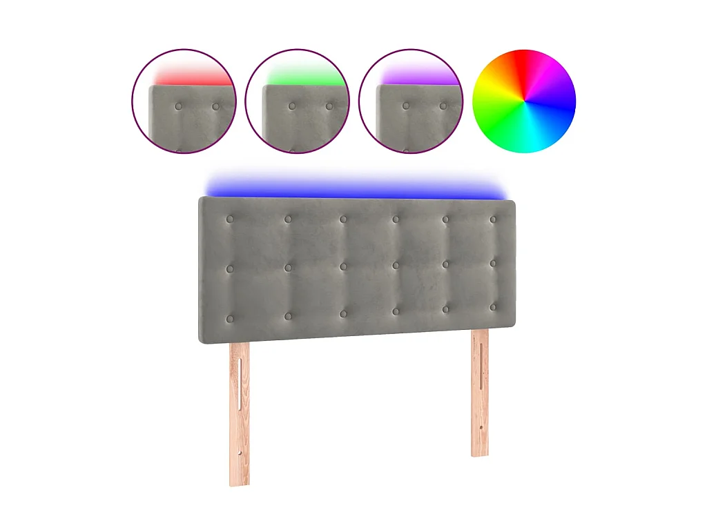Hoofdbord LED 90x5x78/88 cm fluweel lichtgrijs NL693484