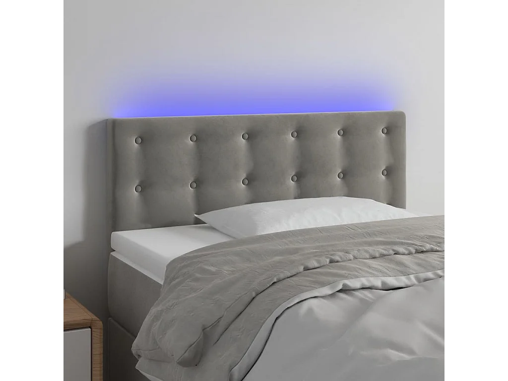 Tête de lit à LED Gris clair 90x5x78/88 cm Velours POI88499 BonneVie Meuble