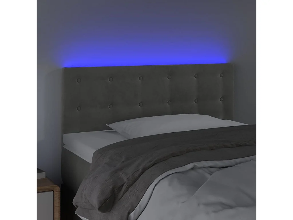 Tête de lit à LED Gris clair 90x5x78/88 cm Velours POI88499 BonneVie Meuble