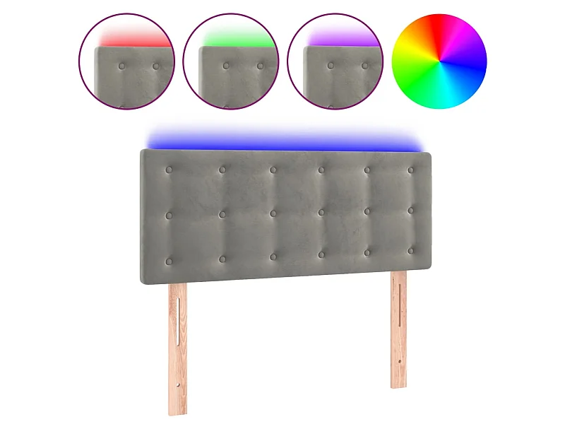 Cabeceira de cama c/ luzes LED tecido 90x5x78/88 cm cinza-claro PT263413