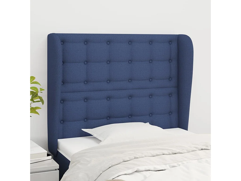Cabeceira de cama c/ abas tecido 83x23x118/128 cm azul PT502207