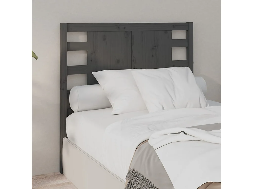 Tête de lit Gris 81x4x100 cm Bois massif de pin POI82777 BonneVie Meuble