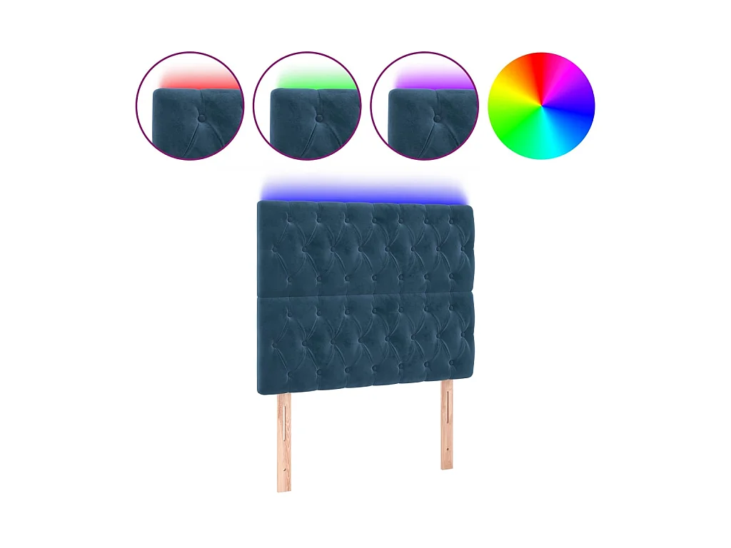 Tête de lit à LED Bleu foncé 100x7x118/128 cm Velours POI71273 BonneVie Meuble