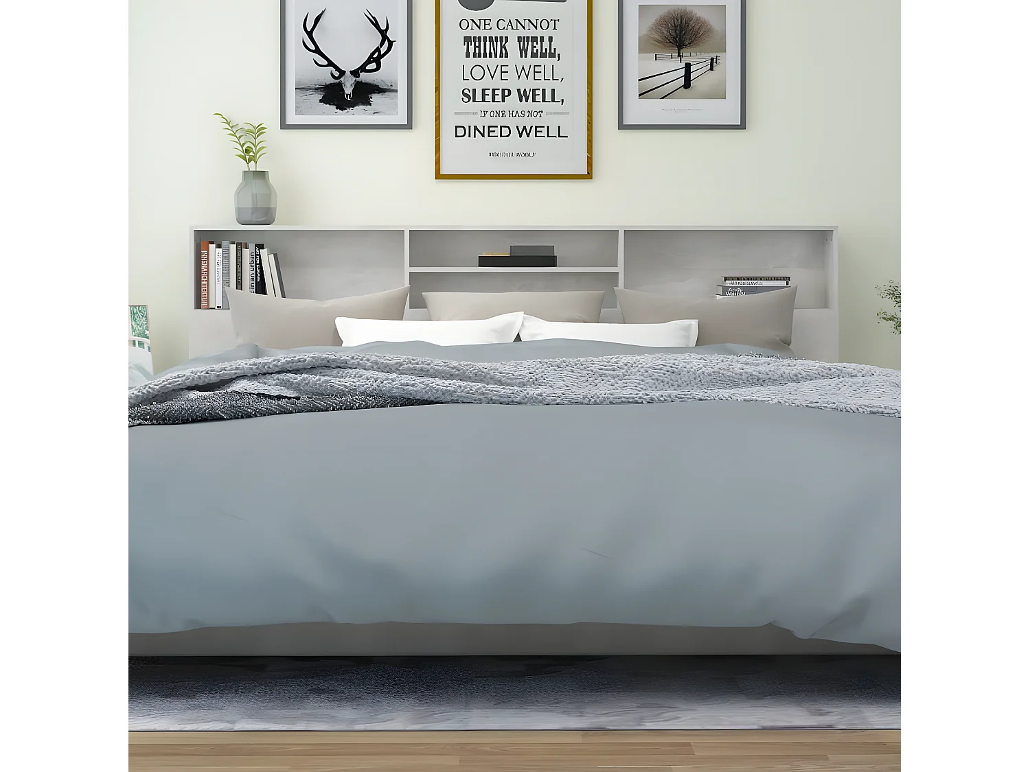 Testiera | Testata del letto con Contenitore Grigio Cemento 220x19x103,5 cm