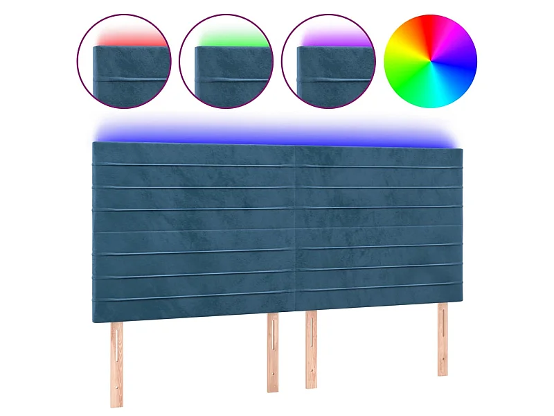 Hoofdbord LED 200x5x118/128 cm fluweel donkerblauw NL917003