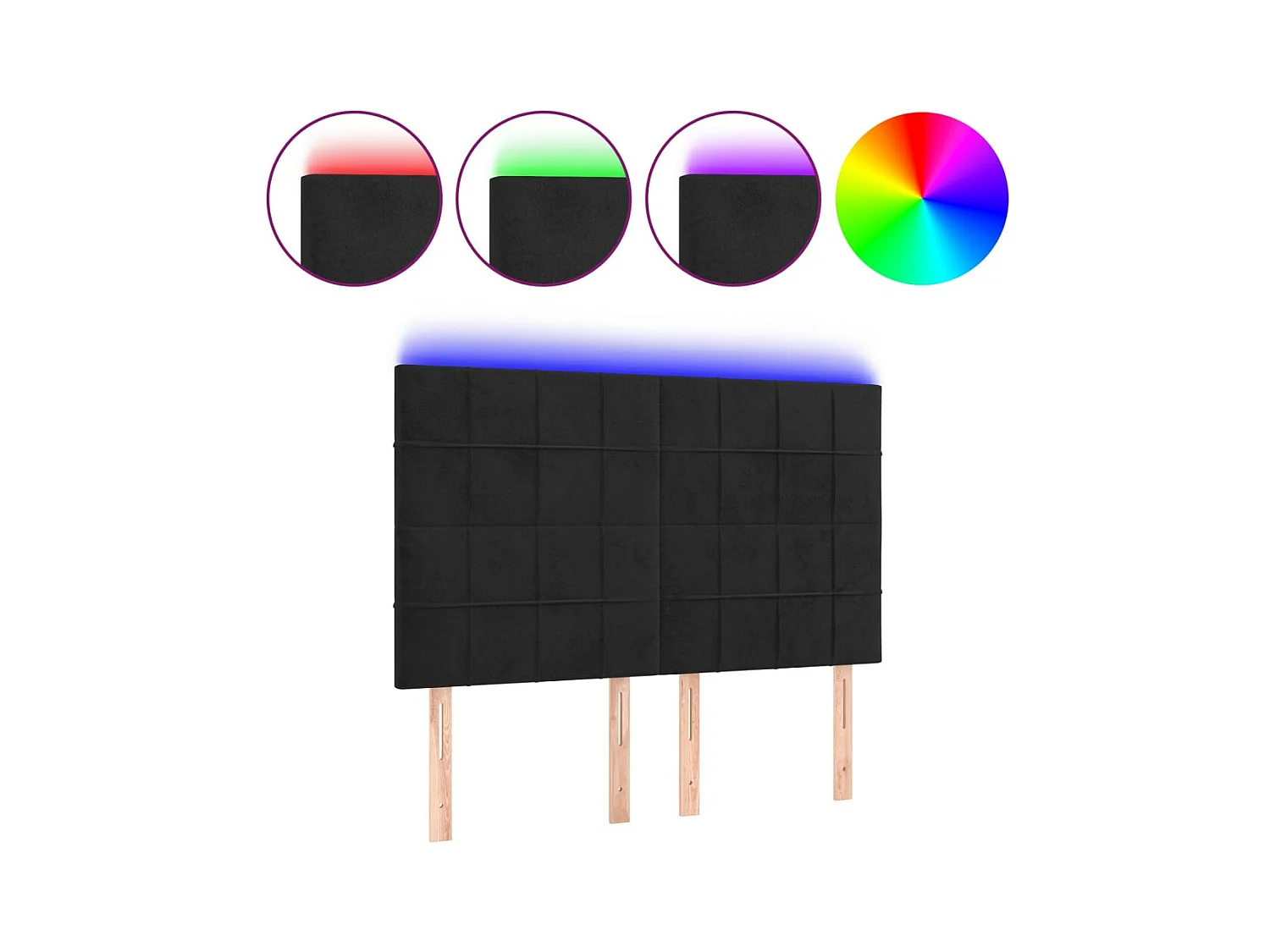 LED Kopfteil,Bettkopfteil Schwarz 144x5x118/128 cm Samt -gkd213699