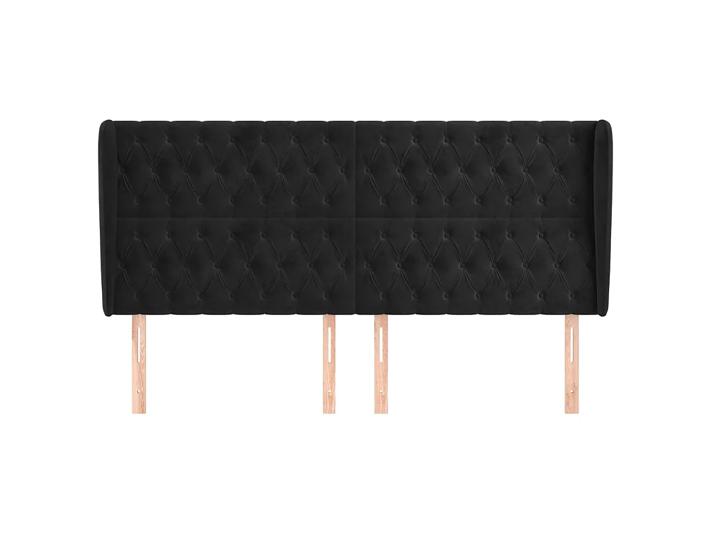 Kopfteil,Bettkopfteil mit Ohren Schwarz 183x23x118/128 cm Samt -gkd278015