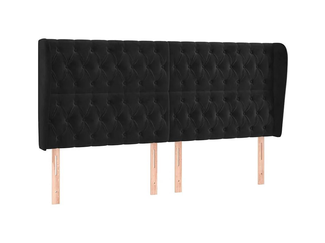 Tête de lit avec oreilles Noir 183x23x118,128 cm Velours LKC47637 BonneVie Meuble