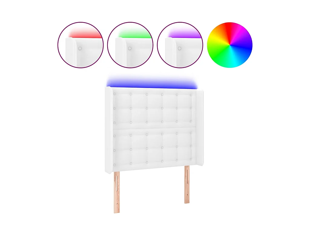 Testiera | Testata del letto a LED Bianco 103x16x118/128 cm in Similpelle