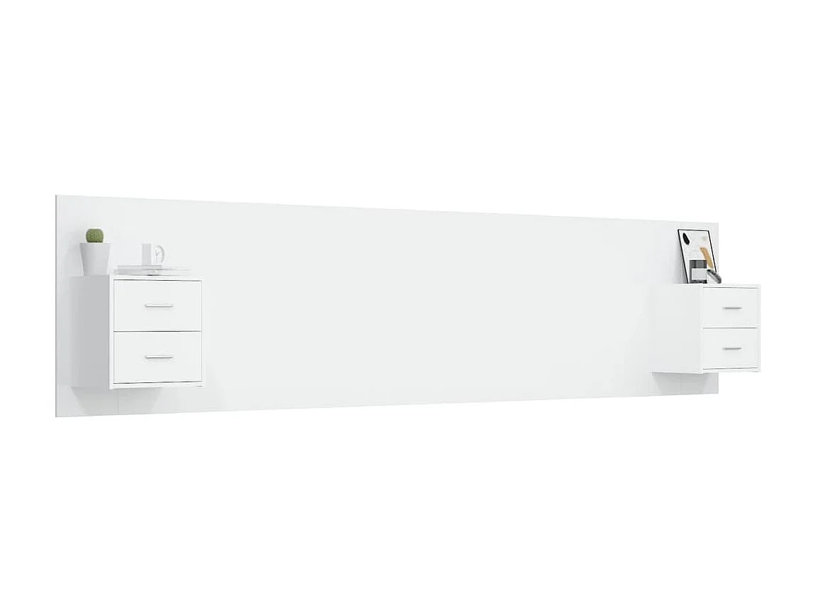 Testiera | Testata del letto per Letto con Comodini in Legno Multistrato Bianco
