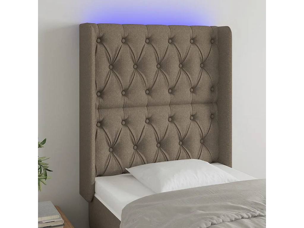 LED Kopfteil,Bettkopfteil Taupe 83x16x118/128 cm Stoff -gkd22032