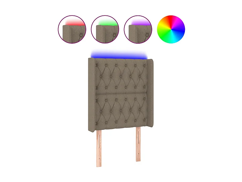 LED Kopfteil,Bettkopfteil Taupe 83x16x118/128 cm Stoff -gkd22032