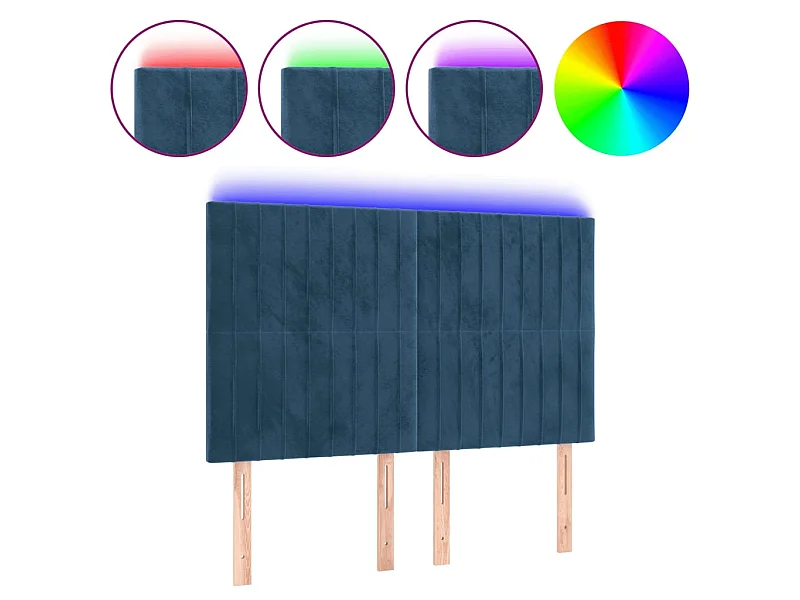 Testiera a LED Blu Scuro 144x5x118/128 cm in Velluto CFW834529