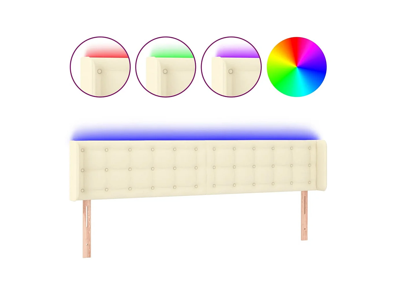 Testiera | Testata del letto a LED Crema 183x16x78/88 cm in Similpelle