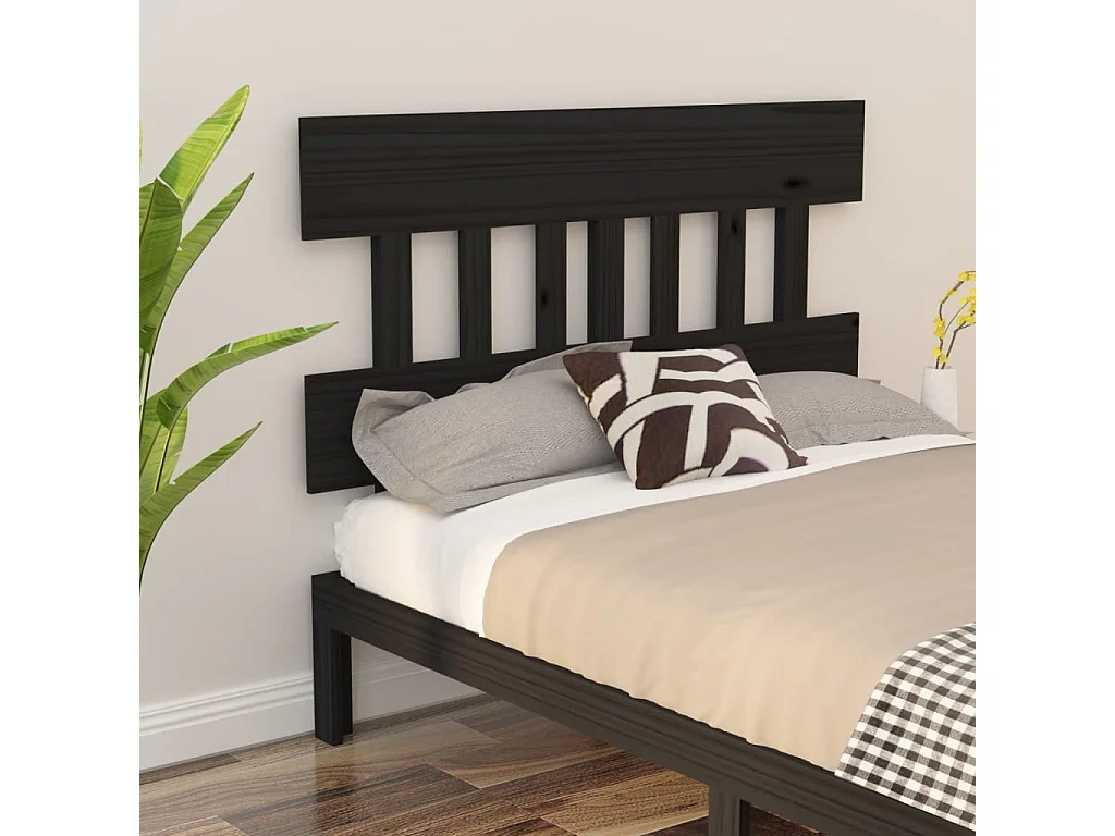 Cabecero de cama madera maciza de pino negro 143,5x3x81 cm ES19073