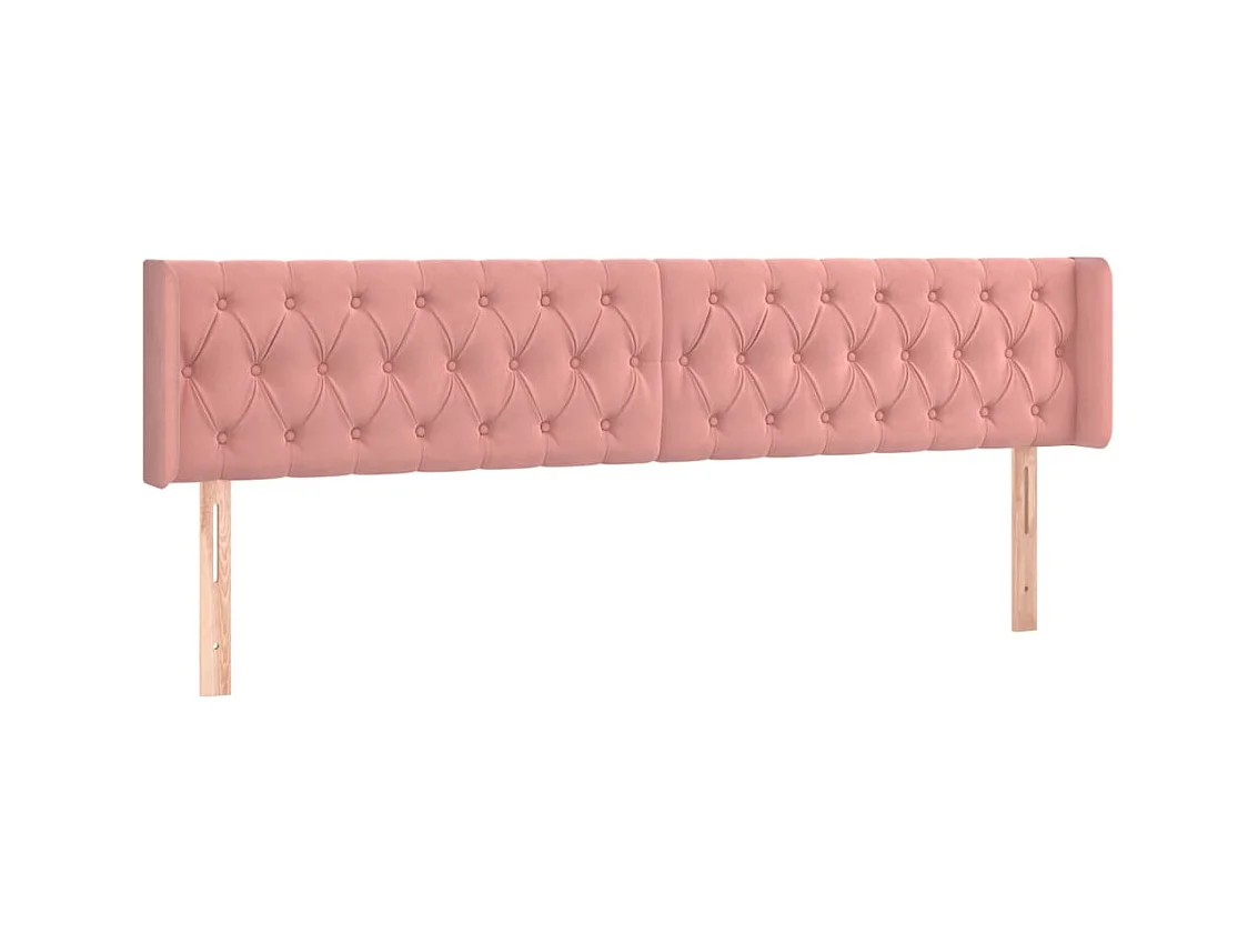 Testiera | Testata del letto ad Orecchio Rosa 203x16x78/88 cm in Velluto