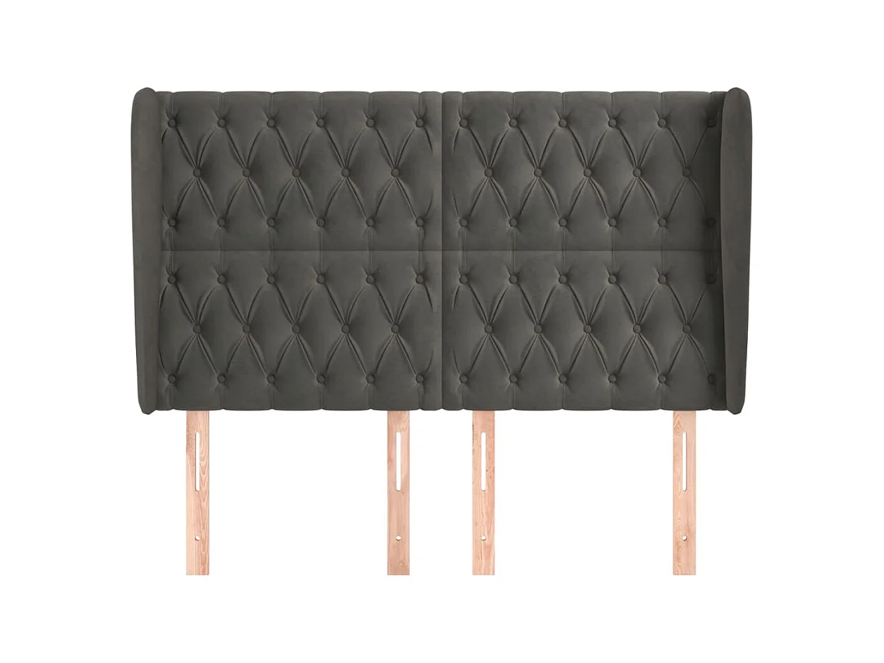 Kopfteil,Bettkopfteil mit Ohren Dunkelgrau 147x23x118/128 cm Samt -gkd45446
