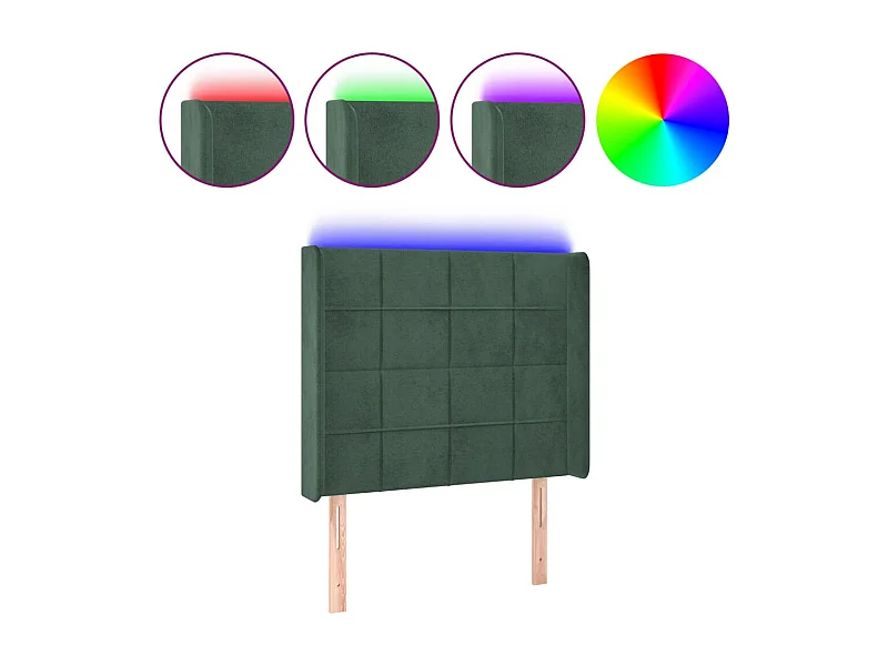 LED Kopfteil,Bettkopfteil Dunkelgrün 83x16x118/128 cm Samt -gkd59158