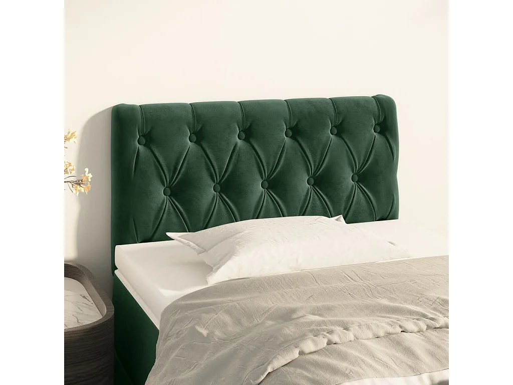 Cabeceira de cama veludo 80x7x78/88 cm verde-escuro PT640436