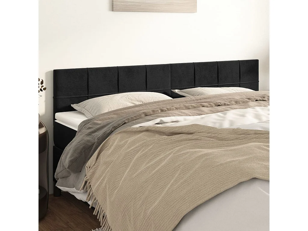 Cabeceira de cama 2 pcs veludo 90x5x78/88 cm preto PT699580