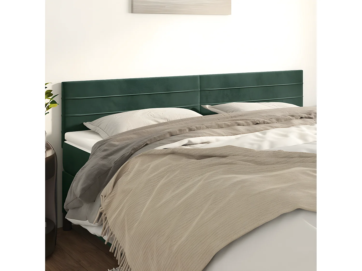 Cabeceros 2 unidades de terciopelo verde oscuro 90x5x78/88 cm ES21459