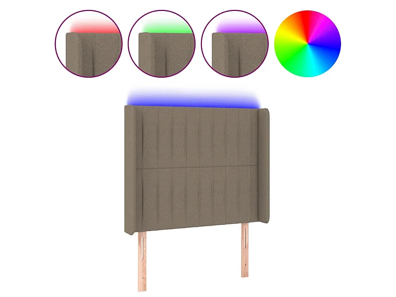 Cabecero con LED de tela gris taupe 103x16x118/128 cm ES86696