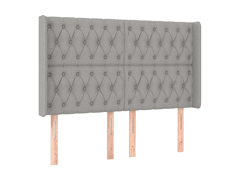 Tête de lit avec oreilles Gris clair 163x16x118/128 cm Tissu POI11362 BonneVie Meuble