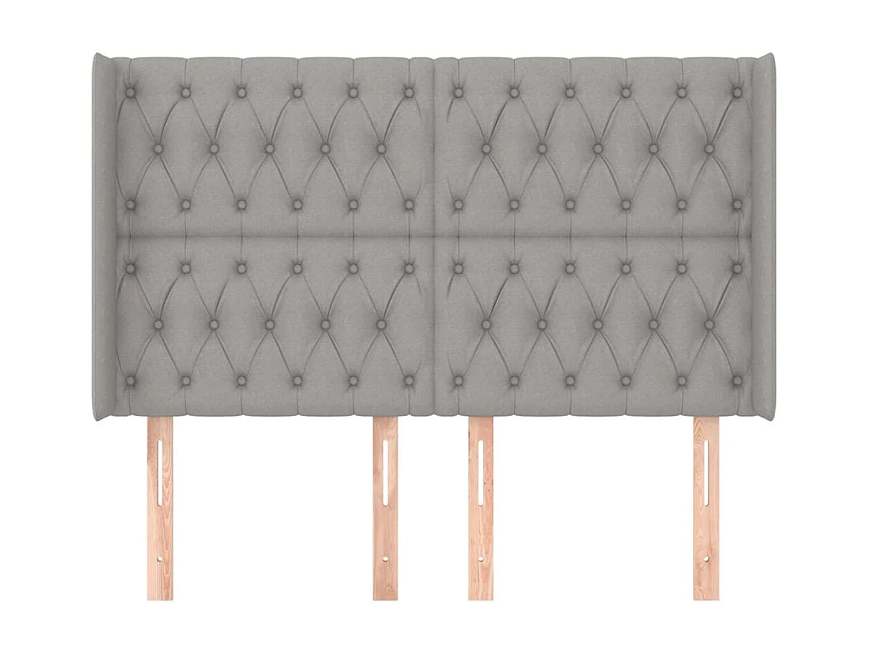 Tête de lit avec oreilles Gris clair 163x16x118/128 cm Tissu POI11362 BonneVie Meuble