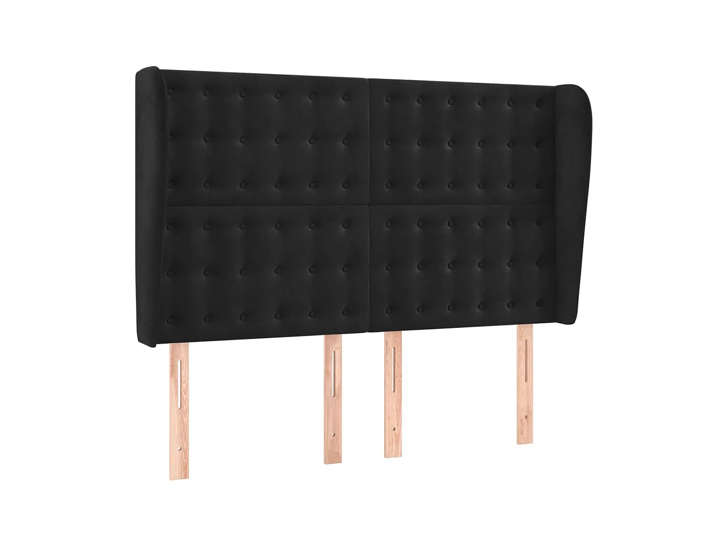 Tête de lit avec oreilles Noir 147x23x118/128 cm Velours POI29052 BonneVie Meuble