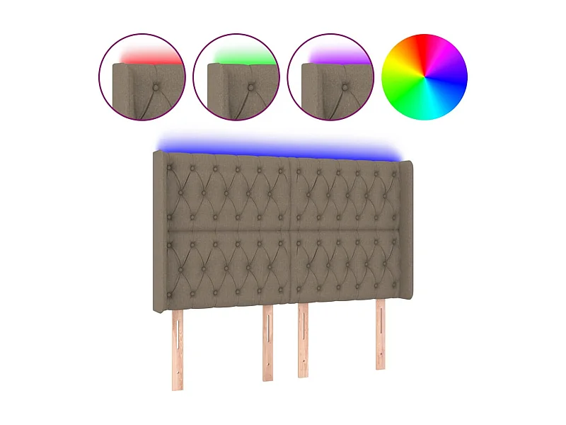 LED Kopfteil,Bettkopfteil Taupe 147x16x118/128 cm Stoff -gkd858466