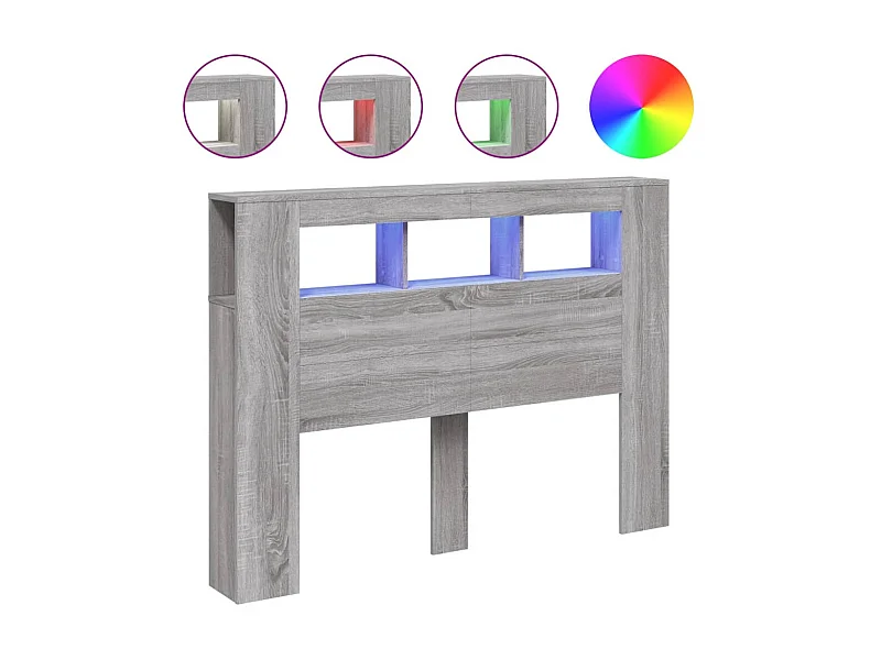 Cabeceira c/ LEDs 140x18,5x103,5 cm sonoma cinzento PT842606