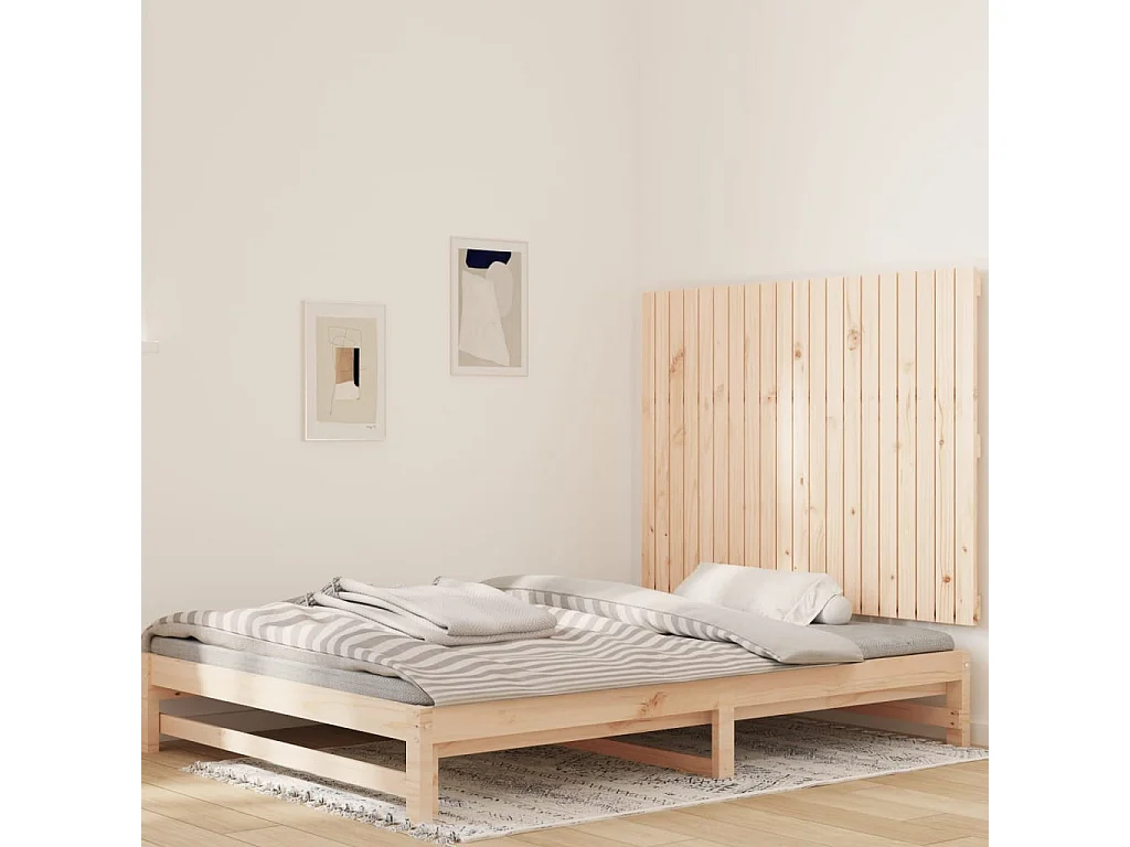 Tête de lit murale 127,5x3x90 cm Bois massif de pin POI73456 BonneVie Meuble