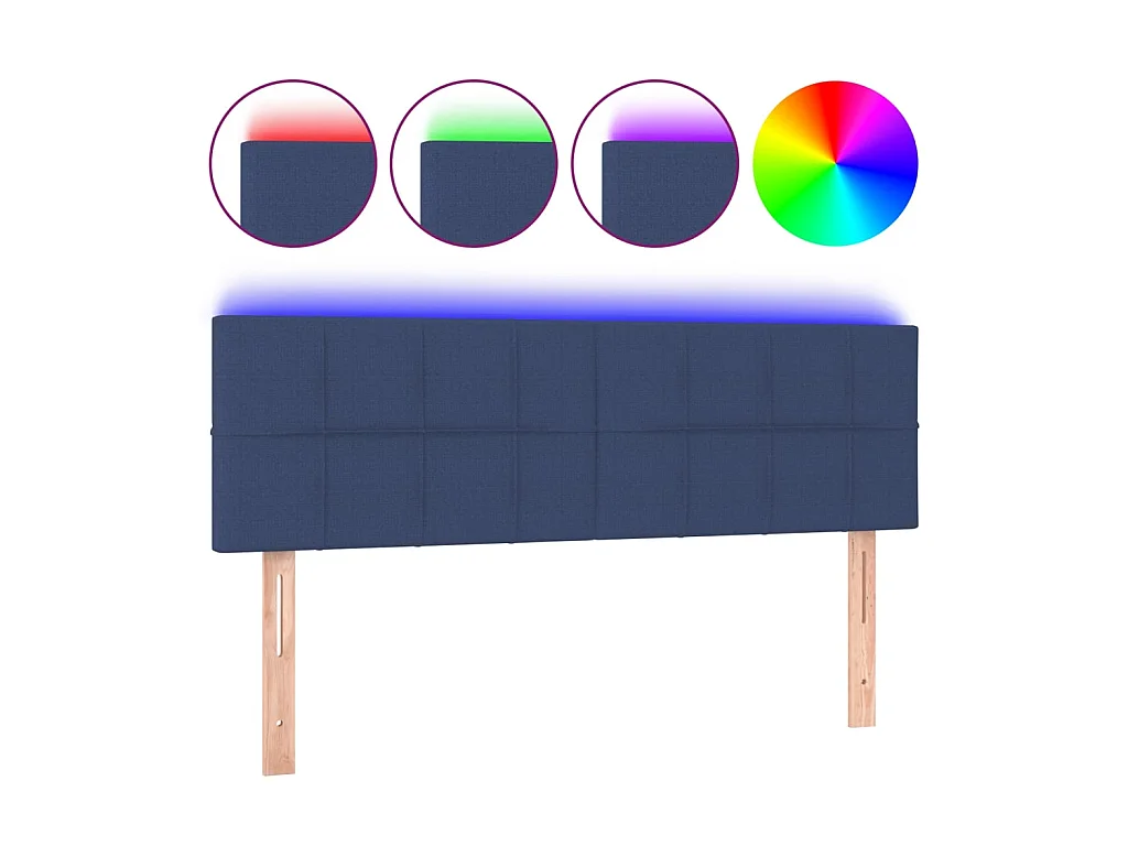 Testiera | Testata del letto a LED Blu 144x5x78/88 cm in Tessuto