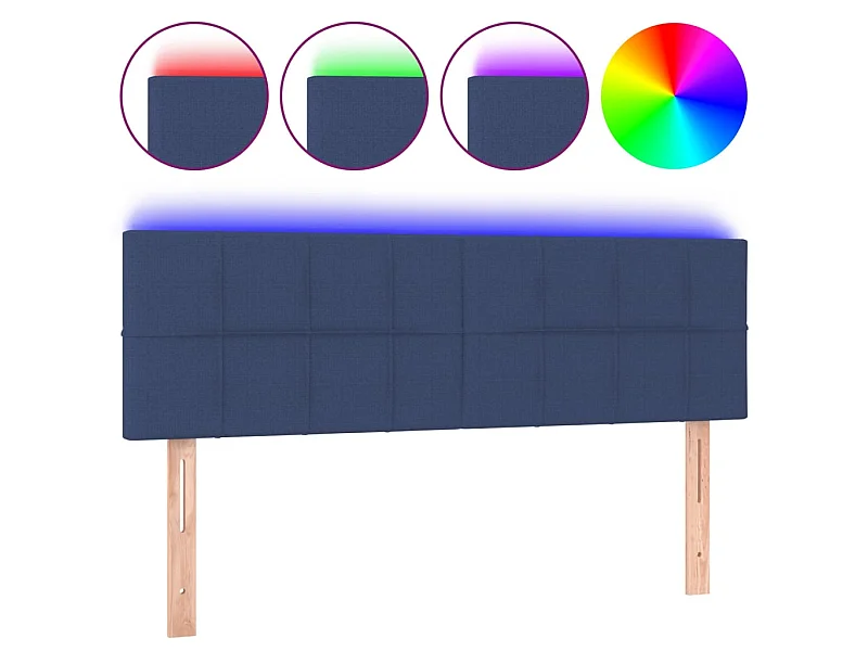 Tête de lit à LED Bleu 144x5x78/88 cm Tissu POI87971 BonneVie Meuble