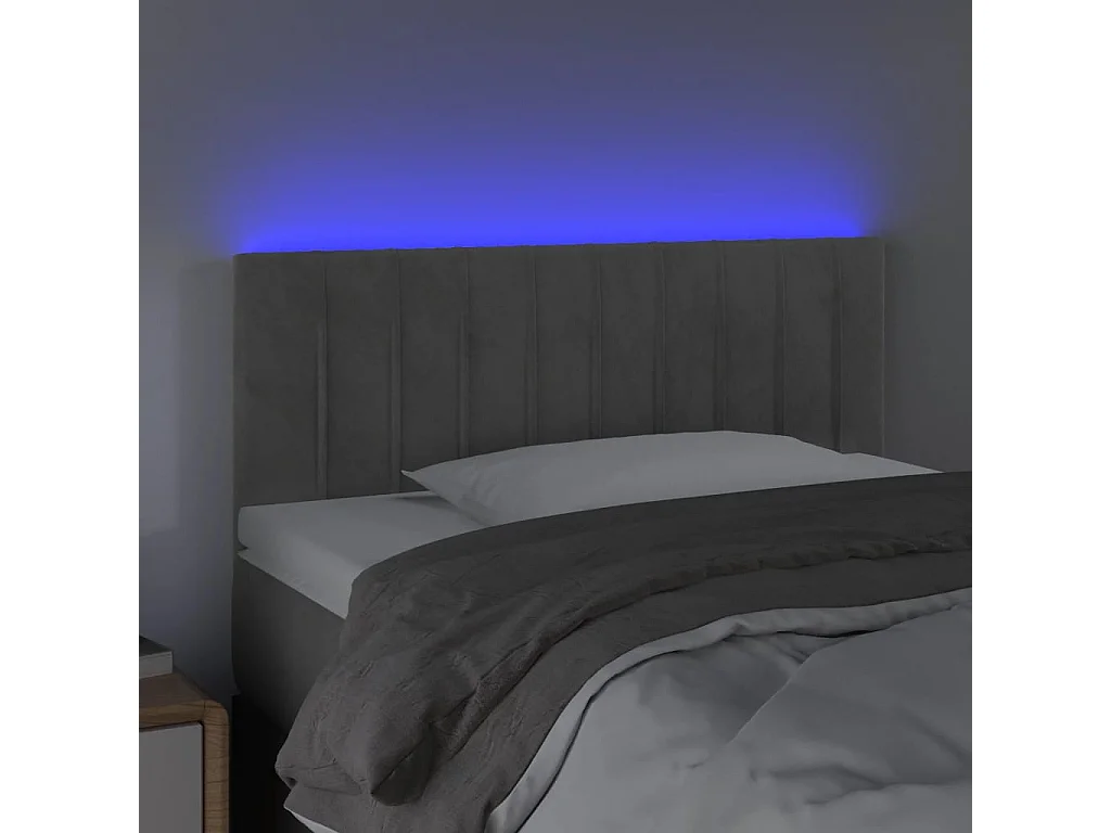 Tête de lit à LED Gris clair 90x5x78/88 cm Velours POI12292 BonneVie Meuble
