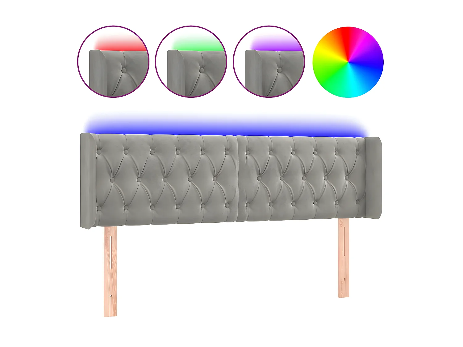 Testiera a LED Grigio Chiaro 163x16x78/88 cm in Velluto CFW695572