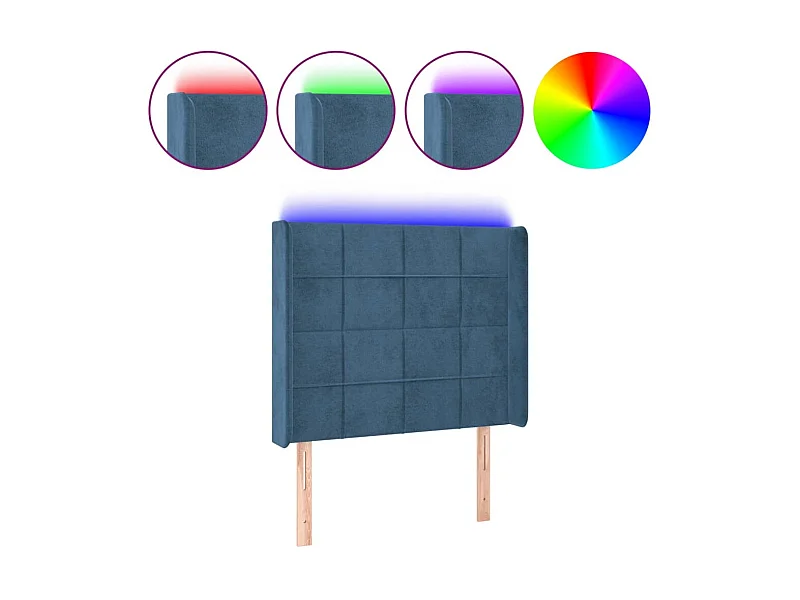 LED Kopfteil,Bettkopfteil Dunkelblau 93x16x118/128 cm Samt -gkd669023