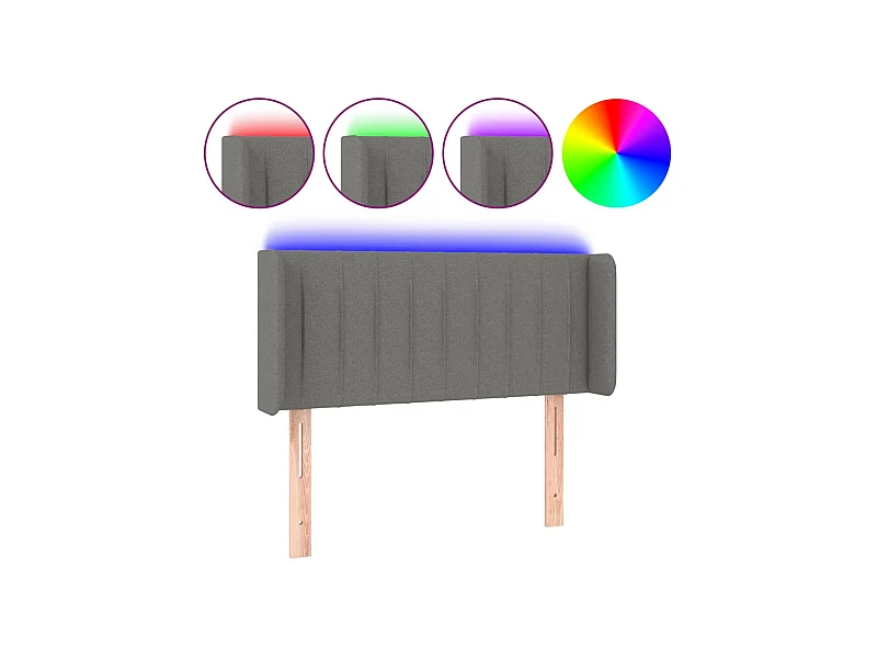 Tête de lit à LED Gris foncé 93x16x78/88 cm Tissu POI93642 BonneVie Meuble