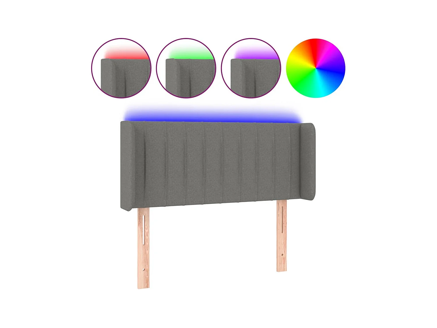 Tête de lit à LED Gris foncé 93x16x78/88 cm Tissu POI93642 BonneVie Meuble