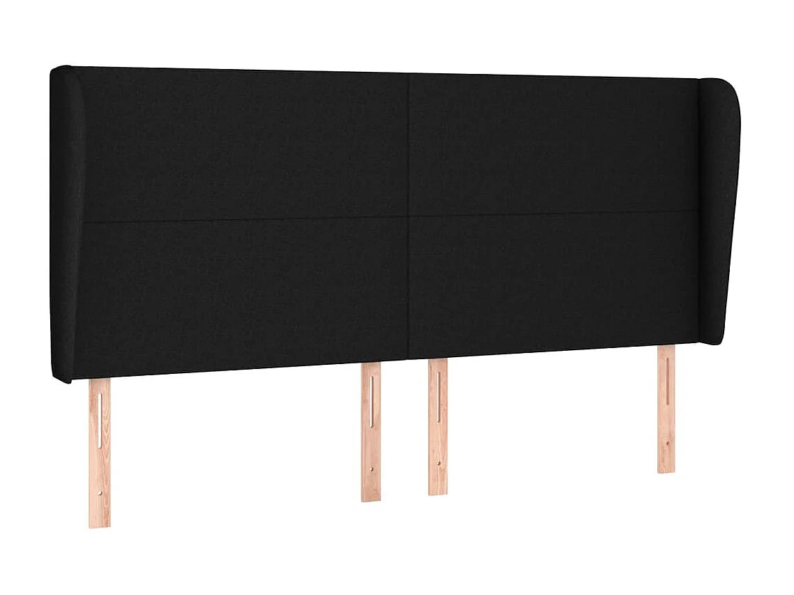 Cabecero con orejas de tela negro 183x23x118/128 cm ES38301