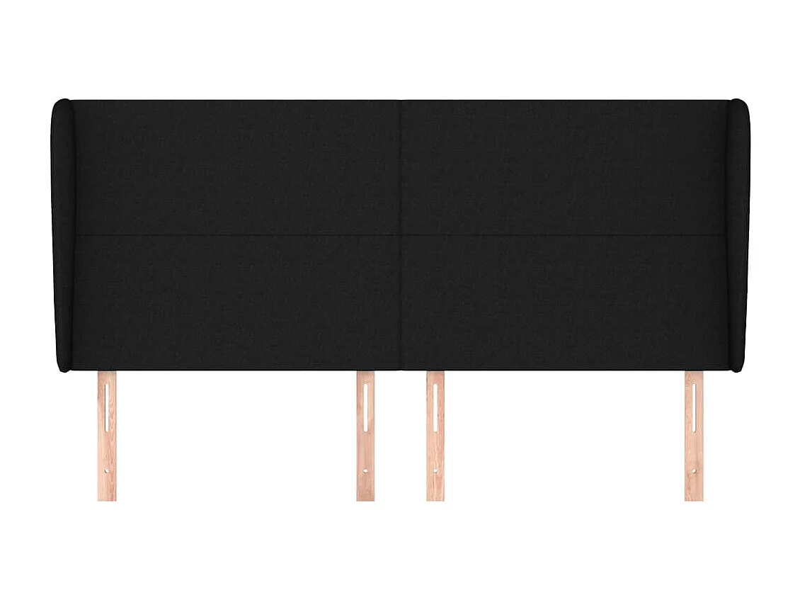 Tête de lit avec oreilles Noir 183x23x118/128 cm Tissu POI96583 BonneVie Meuble