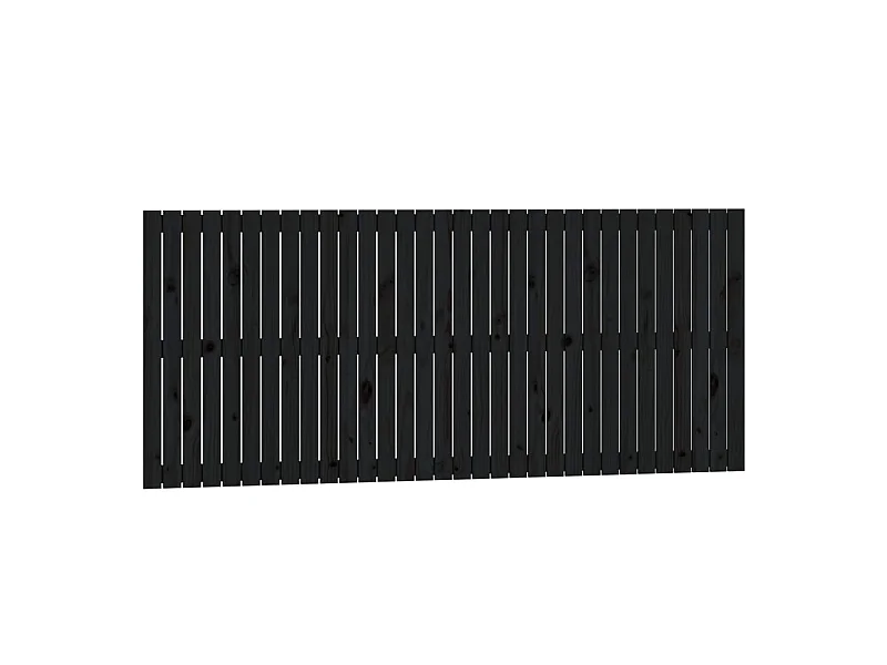 Cabeceira de parede 204x3x90 cm madeira de pinho maciça preto PT523578