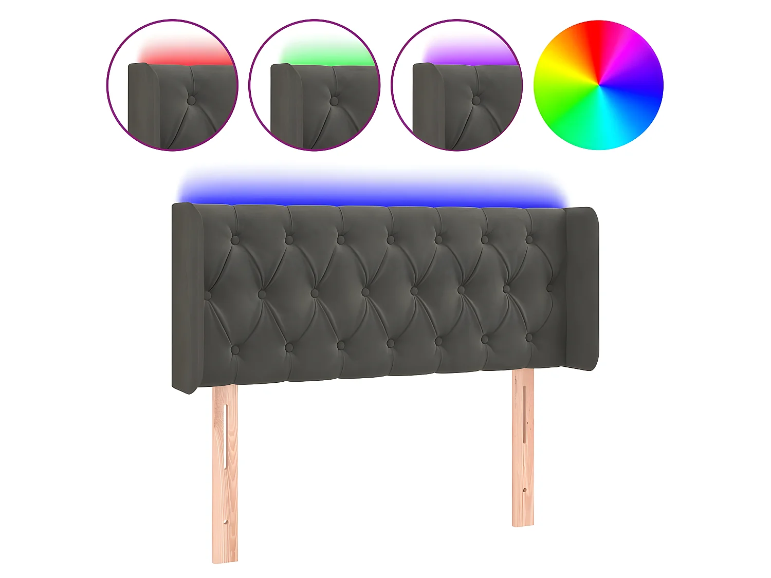 Tête de lit à LED Gris foncé 103x16x78,88 cm Velours LKC74275 BonneVie Meuble